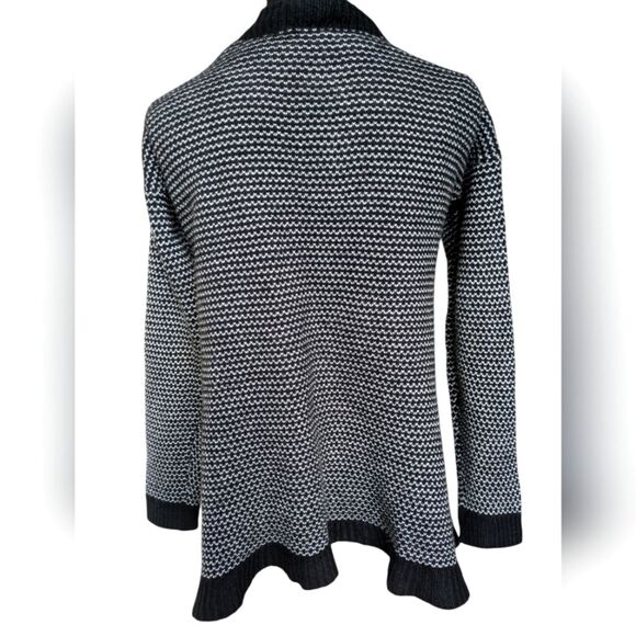 Merona Black/White Open Front Cardigan Sweater size M - Picture 3 of 5